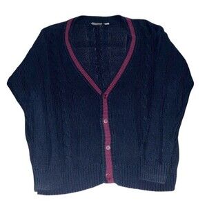 J Riggings Cable Knit Cardigan Fisherman Sweater Men’s XL Navy Blue Vintage